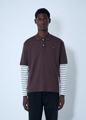Miu Miu Logo Motif Polo Shirt Brown miu0362004
