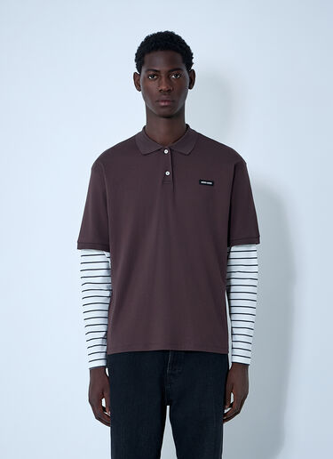 Miu Miu Logo Motif Polo Shirt Brown miu0362004