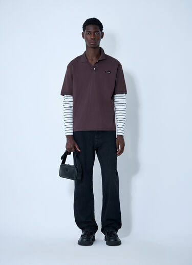 Miu Miu Logo Motif Polo Shirt Brown miu0362004