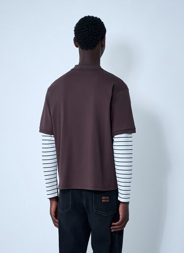 Miu Miu Logo Motif Polo Shirt Brown miu0362004