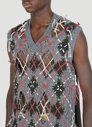 Maison Margiela Cut-Out Knit Gilet Grey mla0154003