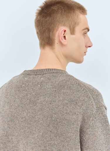 Washed Wool V-Neck Sweater Maison Margiela Washed Wool V-Neck Sweater Grey mla0158005