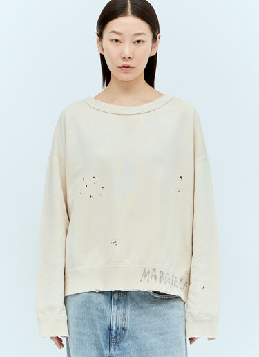 Maison Margiela Handwritten Logo Sweatshirt Beige mla0255001