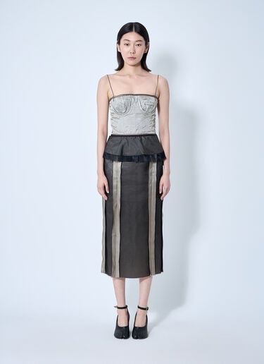 Maison Margiela Contrast Panel Silk Midi Dress Black mla0259007
