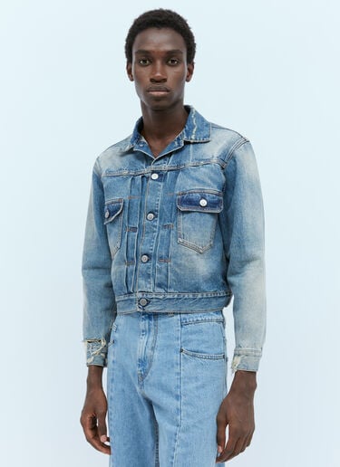 Cropped Distressed Denim Jacket Maison Margiela Cropped Distressed Denim Jacket Light Blue mla0353002