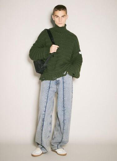 MM6 Maison Margiela Distressed Turtleneck Sweater Green mmm0157004
