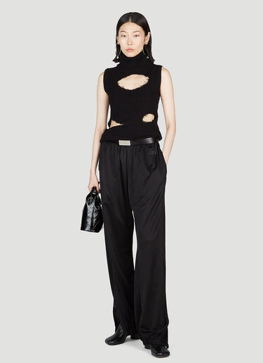 MM6 Maison Margiela 仿旧高翻领毛衣 黑色 mmm0253019