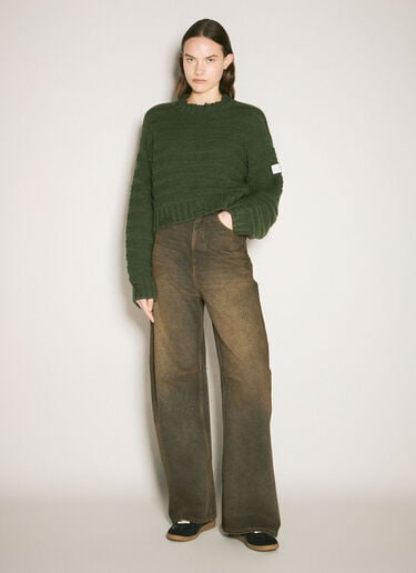 MM6 Maison Margiela 크롭 크루넥 스웨터 그린 mmm0257006