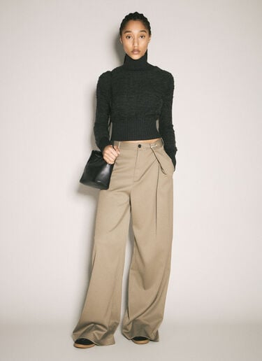 MM6 Maison Margiela 阔腿捏褶长裤 卡其色 mmm0257007