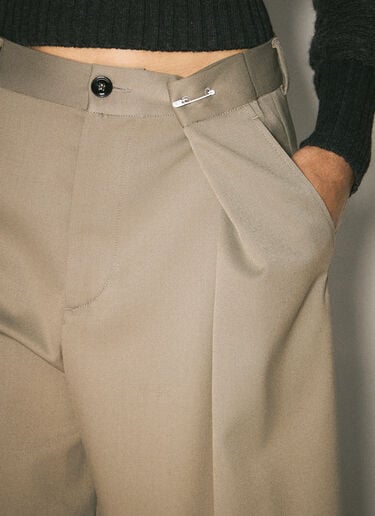 MM6 Maison Margiela 阔腿捏褶长裤 卡其色 mmm0257007