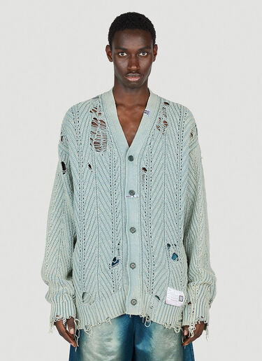 Bleached Knit Cardigan Maison Mihara Yasuhiro Bleached Knit Cardigan Blue mmy0152007