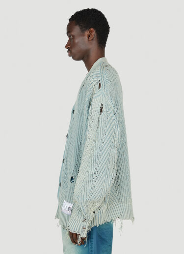 Bleached Knit Cardigan Maison Mihara Yasuhiro Bleached Knit Cardigan Blue mmy0152007