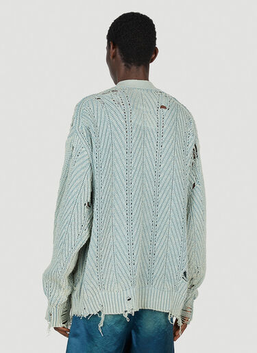 Bleached Knit Cardigan Maison Mihara Yasuhiro Bleached Knit Cardigan Blue mmy0152007
