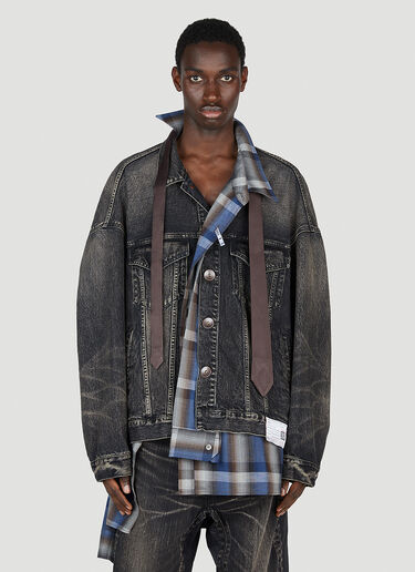 Mix Layered Denim Jacket Maison Mihara Yasuhiro Mix Layered Denim Jacket Black mmy0152011