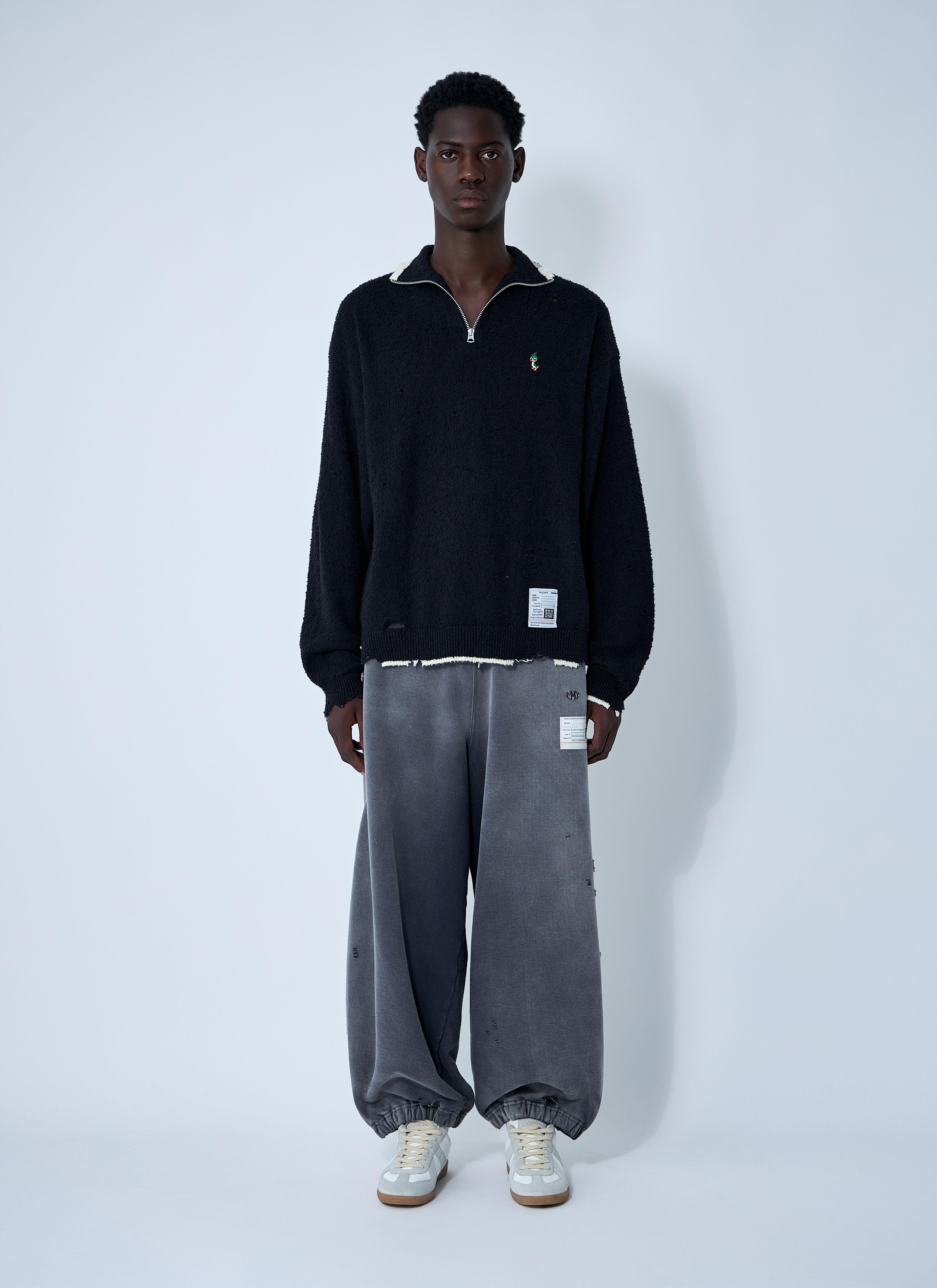 Maison Mihara Yasuhiro Men's' Distressed Sweater in Black