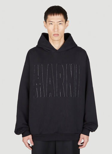 Logo Stitched Hooded Sweatshirt Marni Logo Stitched Hooded Sweatshirt Black mni0151006