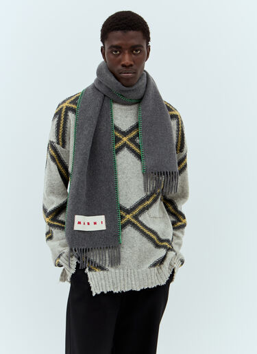 Logo Patch Scarf Marni Logo Patch Scarf Grey mni0157014