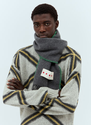 Logo Patch Scarf Marni Logo Patch Scarf Grey mni0157014
