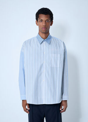 Marni Striped Button-Down Shirt Light Blue mni0161001