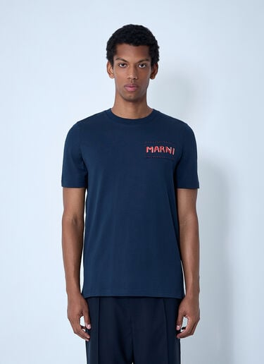 Marni 로고 모티프 티셔츠 네이비 mni0161004