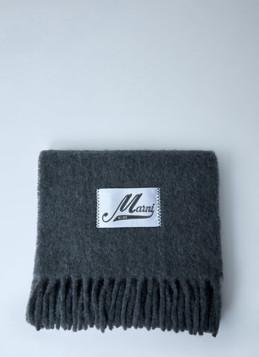 Marni Fringed Wool Scarf Grey mni0161013