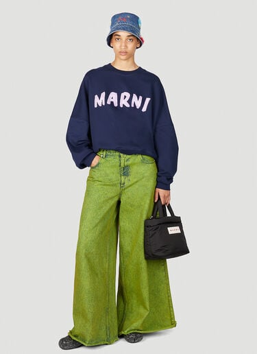 Marni 로고 프린트 맨투맨  블루 mni0255006