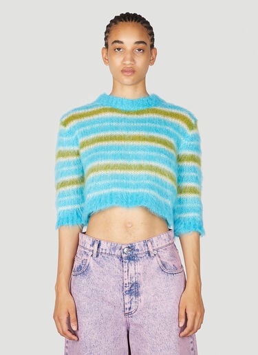 Marni Striped Mohair Crop Sweater Blue mni0255008