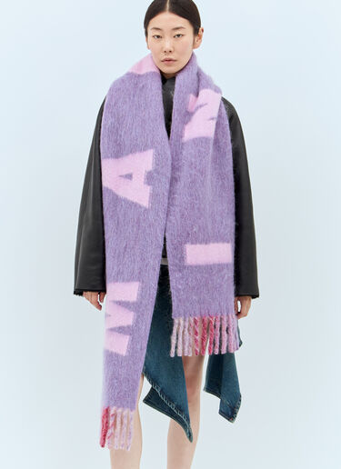 Maxi Logo Mohair And Wool Scarf Marni Maxi Logo Mohair And Wool Scarf Purple mni0257017