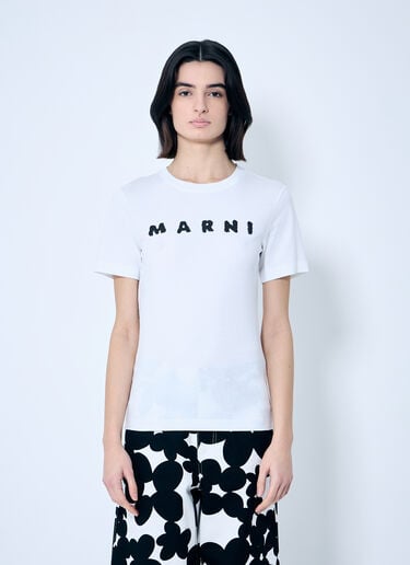 Logo Motif T-Shirt Marni Logo Motif T-Shirt White mni0259011