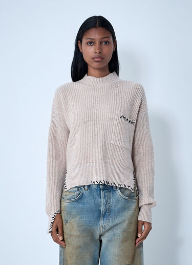 Marni Logo Embroidery Sweater Beige mni0261002