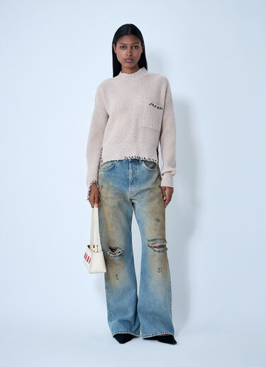 Marni Logo Embroidery Sweater Beige mni0261002