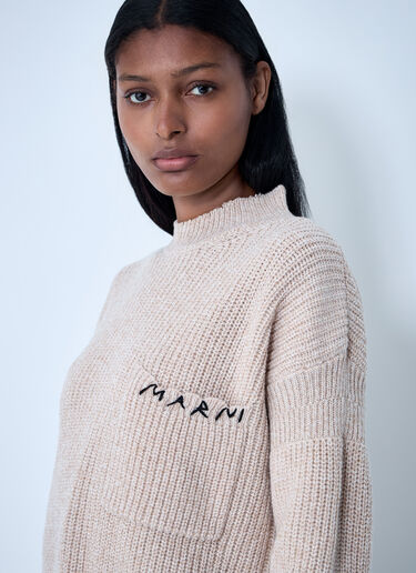 Marni Logo Embroidery Sweater Beige mni0261002