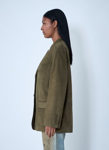 Suede Single-Breasted Blazer Marni Suede Single-Breasted Blazer Green mni0261005