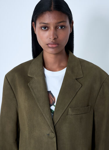 Suede Single-Breasted Blazer Marni Suede Single-Breasted Blazer Green mni0261005