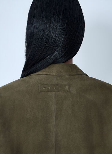 Suede Single-Breasted Blazer Marni Suede Single-Breasted Blazer Green mni0261005