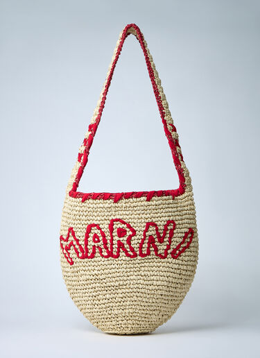 Marni Logo Motif Raffia Shoulder Bag Natural mni0261021