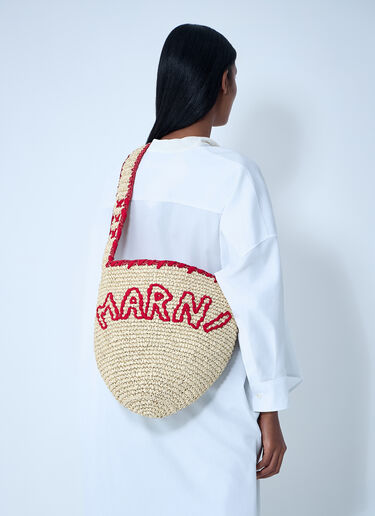 Marni Logo Motif Raffia Shoulder Bag Natural mni0261021