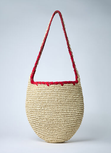 Logo Motif Raffia Shoulder Bag Marni Logo Motif Raffia Shoulder Bag Natural mni0261021