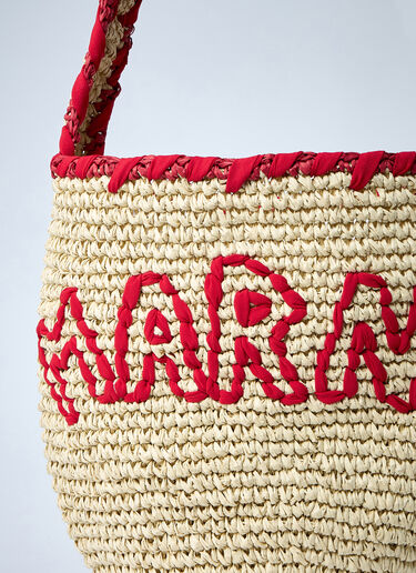 Marni Logo Motif Raffia Shoulder Bag Natural mni0261021