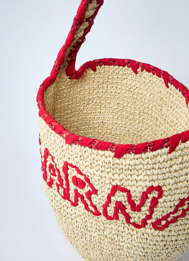 Marni Logo Motif Raffia Shoulder Bag Natural mni0261021