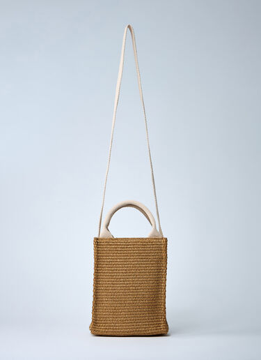 Mini Logo Motif Raffia Handbag Marni Mini Logo Motif Raffia Handbag Camel mni0261022