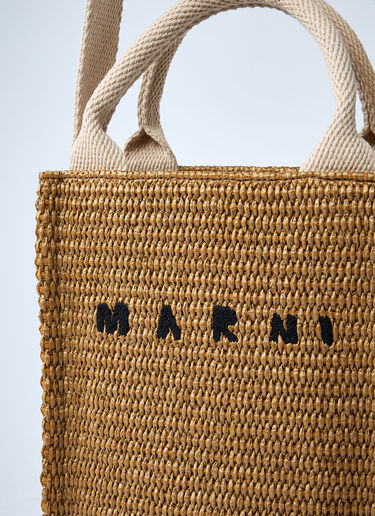 Mini Logo Motif Raffia Handbag Marni Mini Logo Motif Raffia Handbag Camel mni0261022