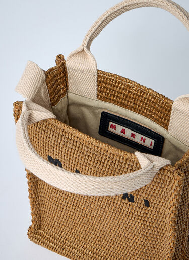 Mini Logo Motif Raffia Handbag Marni Mini Logo Motif Raffia Handbag Camel mni0261022