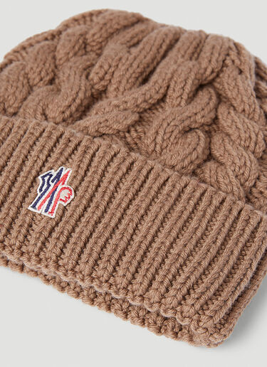 Logo Patch Beanie Hat Moncler Grenoble Logo Patch Beanie Hat Beige mog0253014