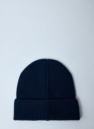 Moncler Logo Patch Beanie Hat Navy mon0159053