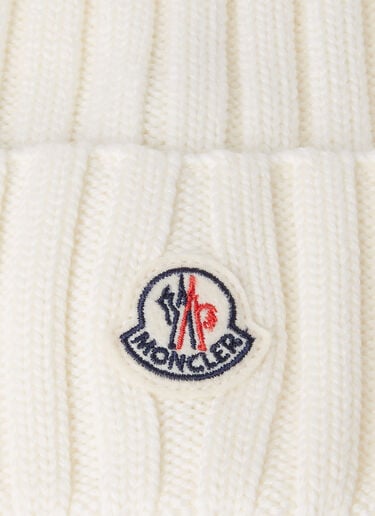 Logo Patch Beanie Hat Moncler Logo Patch Beanie Hat White mon0251014