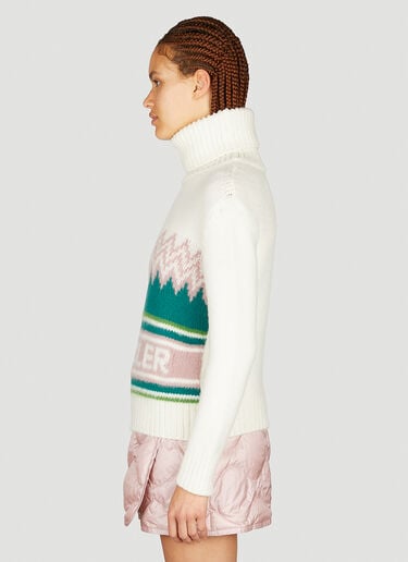 Moncler 로고 자카드 폴로넥 스웨터 화이트 mon0254047