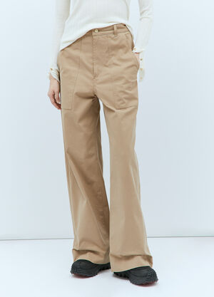 Moncler Wide-Leg Twill Pants Beige mon0258022