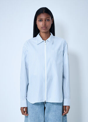 Moncler Striped Shirt With Logo Patch White mon0261009