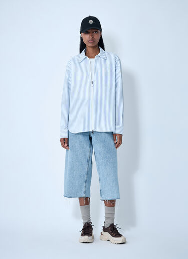 Striped Shirt With Logo Patch Moncler Striped Shirt With Logo Patch White mon0261009